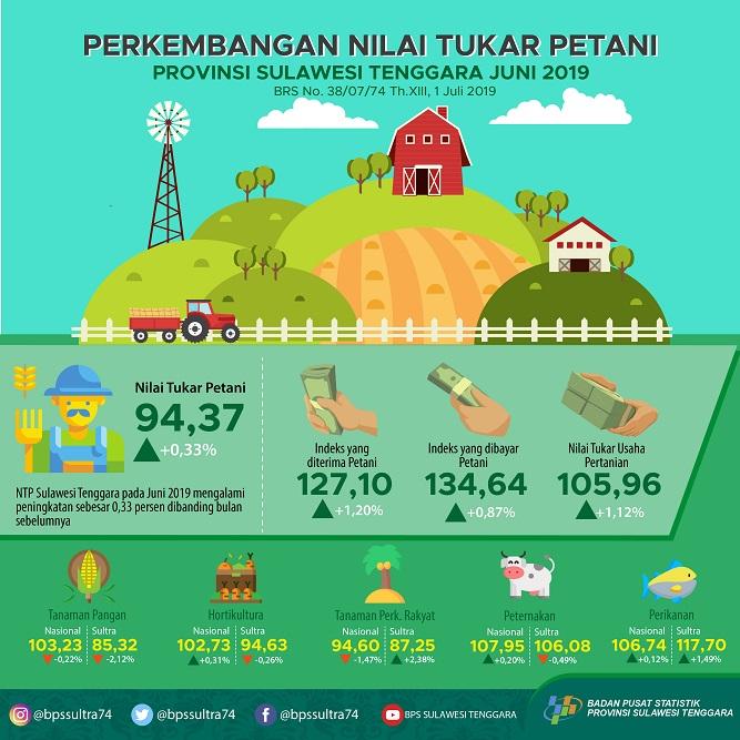 NTP Sulawesi Tenggara pada Juni 2019 tercatat 94,37